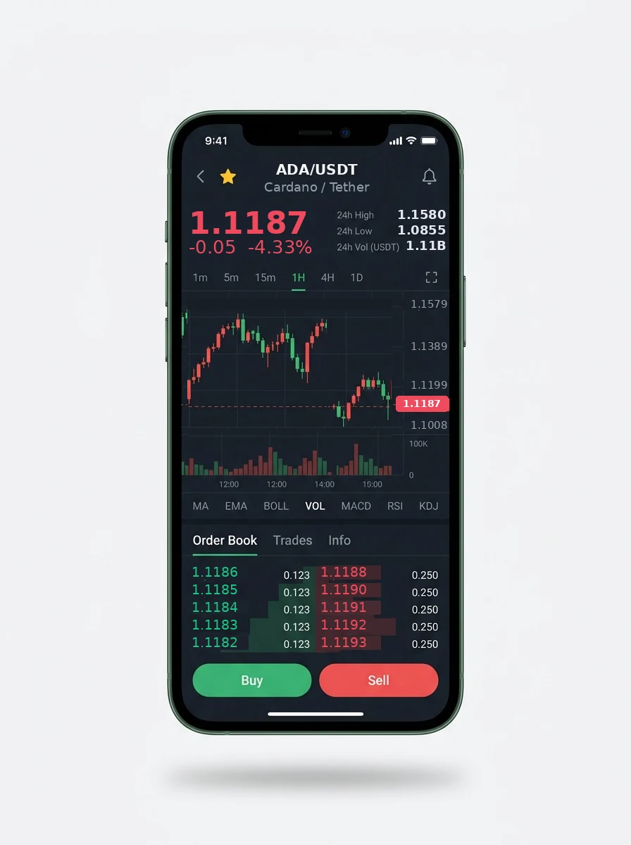 The same portfolio view on a phone screen